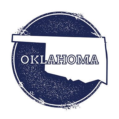 Oklahoma vector map. Grunge rubber stamp with the name and map of Oklahoma vector illustration. Can be used as insignia logotype label sticker or badge of USA state.