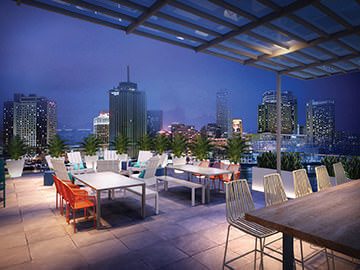 Canal Rendering Penthouse Bar View