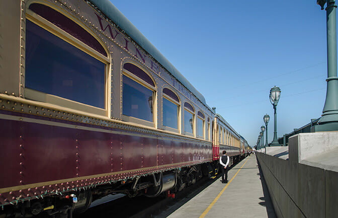 NAPA VALLEY CA - MARCH 17 2015: The excursion Wine train in Napa Valley California. USA