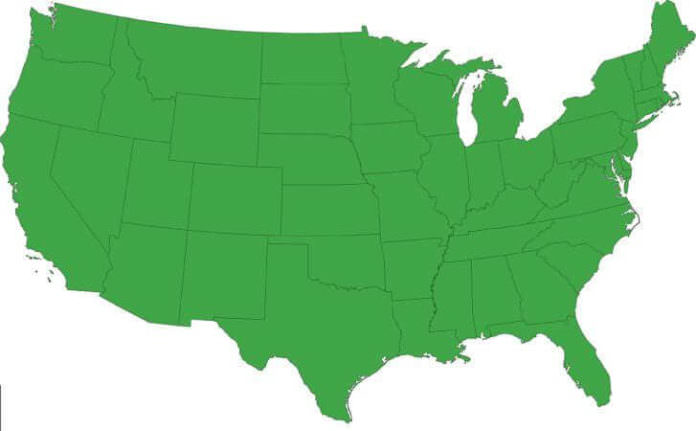 bigstock Green map of the United States 25527959