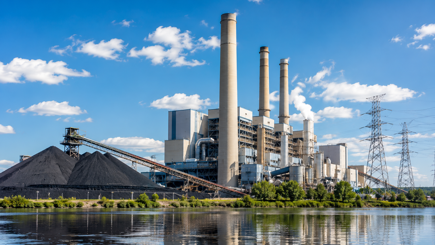 Coal-fired power plant representing record global coal consumption and declining coal power generation in 2025