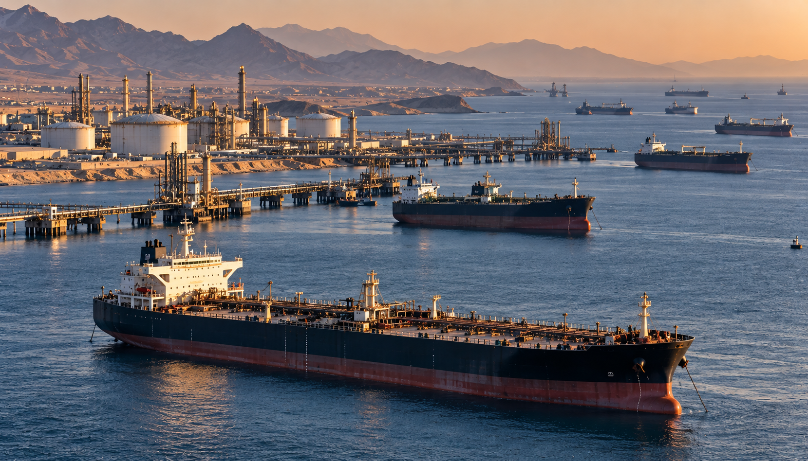 Home Iranian crude oil tankers held near the Persian Gulf during a U.S. blockade
